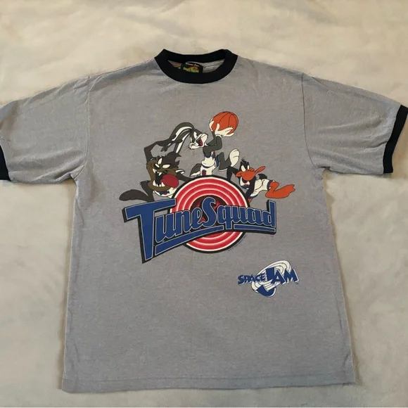 Vintage 1996 Space Jam Tunes Squad Ringer Tee XLG Warner Bros - Picture 2 of 9